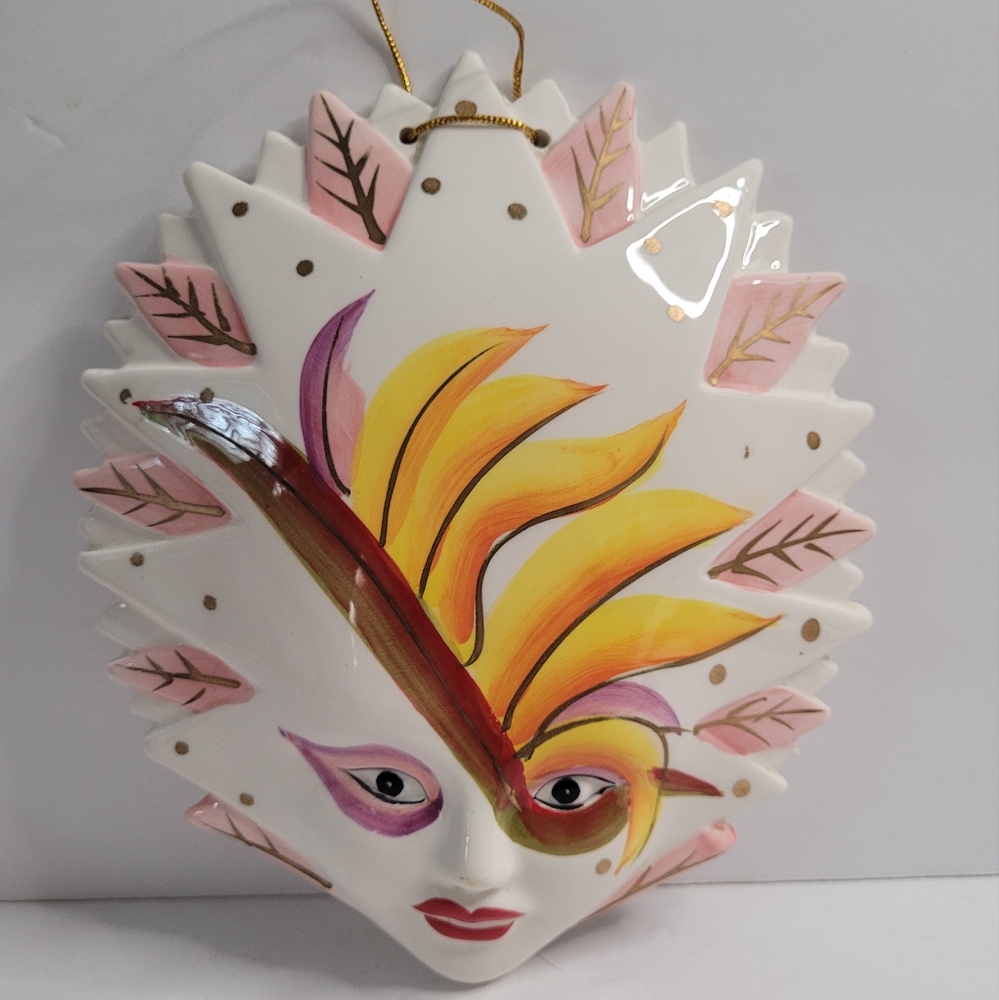 Ceramic Wall Mask with Colorful Flame Design.  317